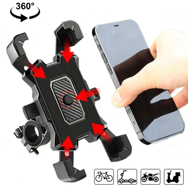 Soporte para teléfono MTB/Moto/Bicicleta – Soporte antideslizante rotativo 360°, ideal para iPhone y navegación en ciclismo.