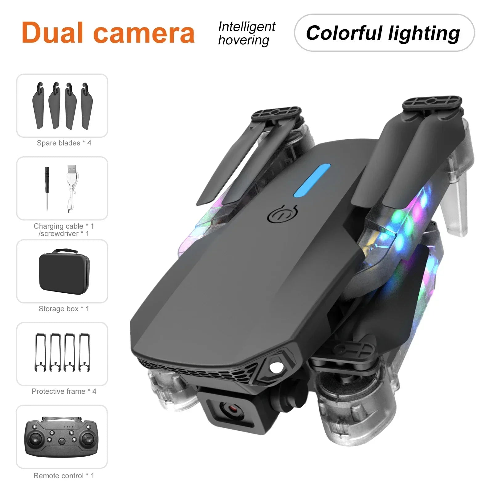 Nuevo dron E99 Pro HD 4K – Quadcopter RC plegable con doble cámara, modo de altura estable, Wi-Fi para fotografía aérea y entretenimiento.