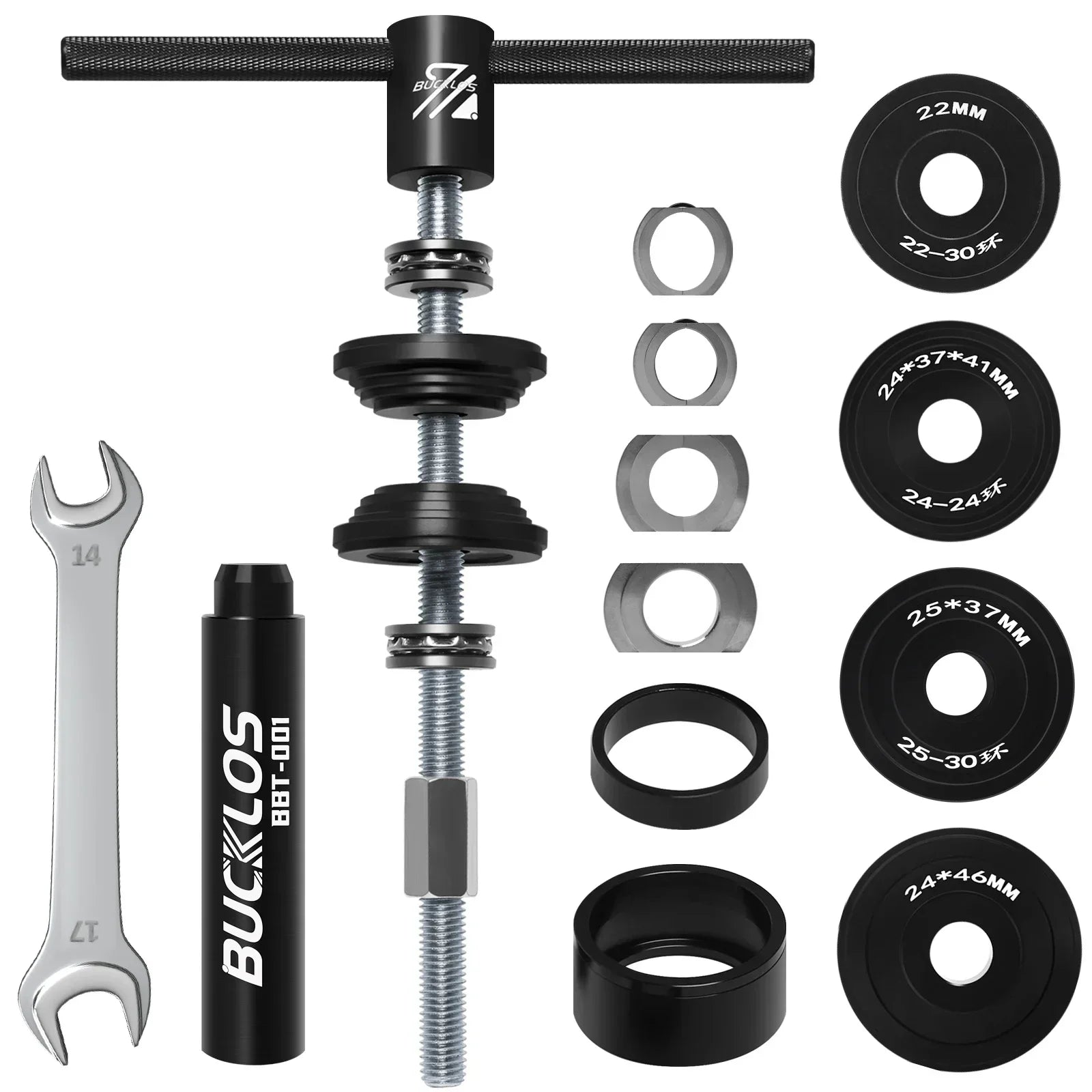 Herramientas BUCKLOS para instalación y desmontaje de eje de centro de bicicleta, extractor de rodamientos BB, compatible con BB86 / BB30 / BB92 / PF30, herramienta para dirección de bicicleta, kit de reparación MTB