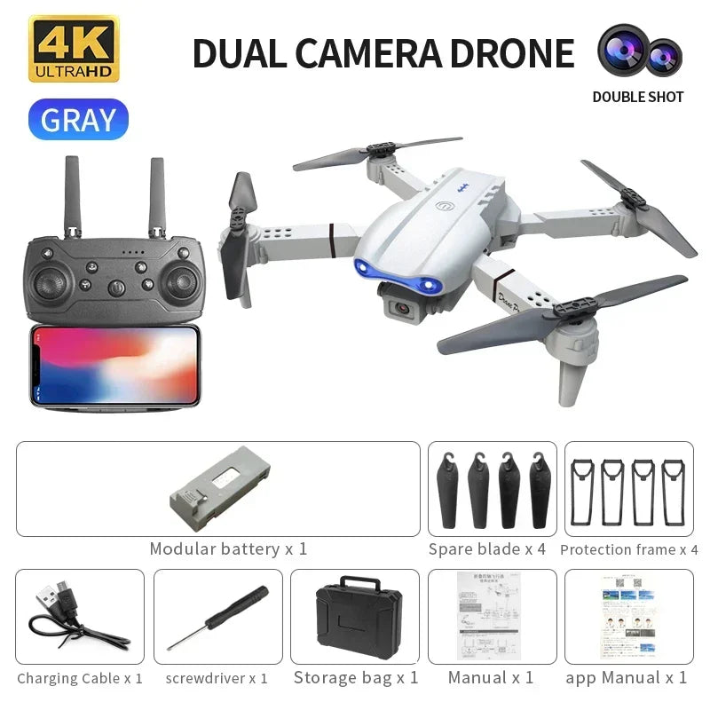 Nuevo dron E99 Pro HD 4K – Quadcopter RC plegable con doble cámara, modo de altura estable, Wi-Fi para fotografía aérea y entretenimiento.