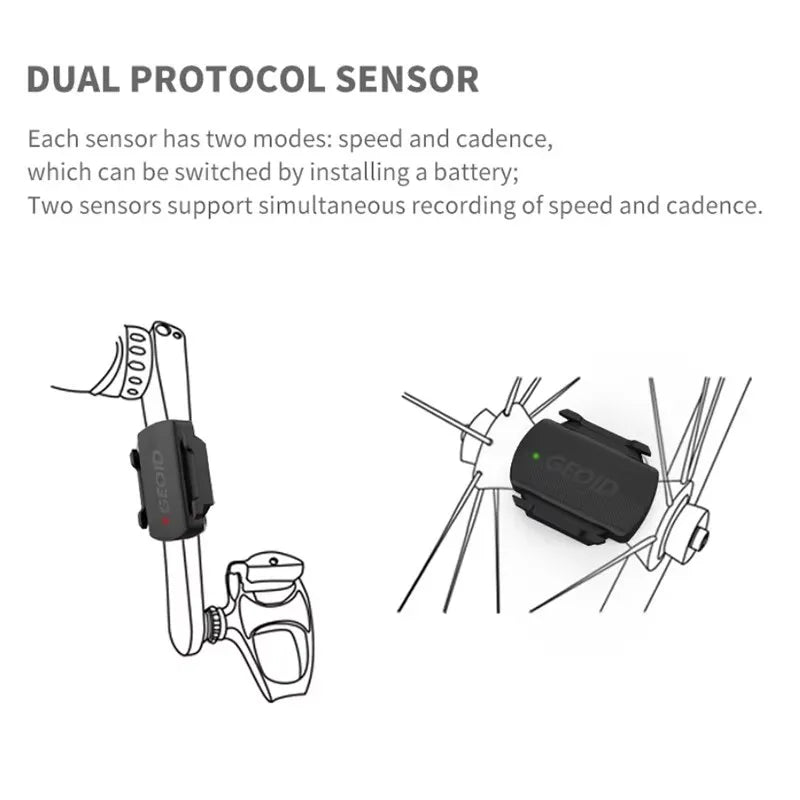 Sensor de cadencia y velocidad para bicicleta GEOID CS600, compatible con ciclocomputadoras GPS, ANT y Bluetooth, para MTB y bicicleta de carretera, velocímetro compatible con GARMIN, Wahoo y Bryton