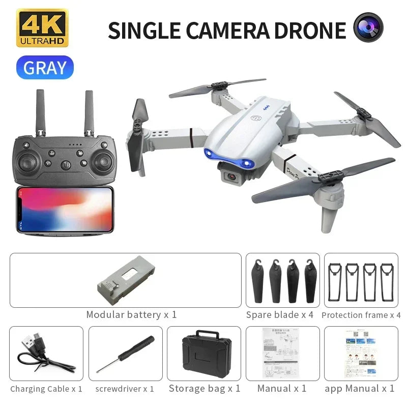 Nuevo dron E99 Pro HD 4K – Quadcopter RC plegable con doble cámara, modo de altura estable, Wi-Fi para fotografía aérea y entretenimiento.