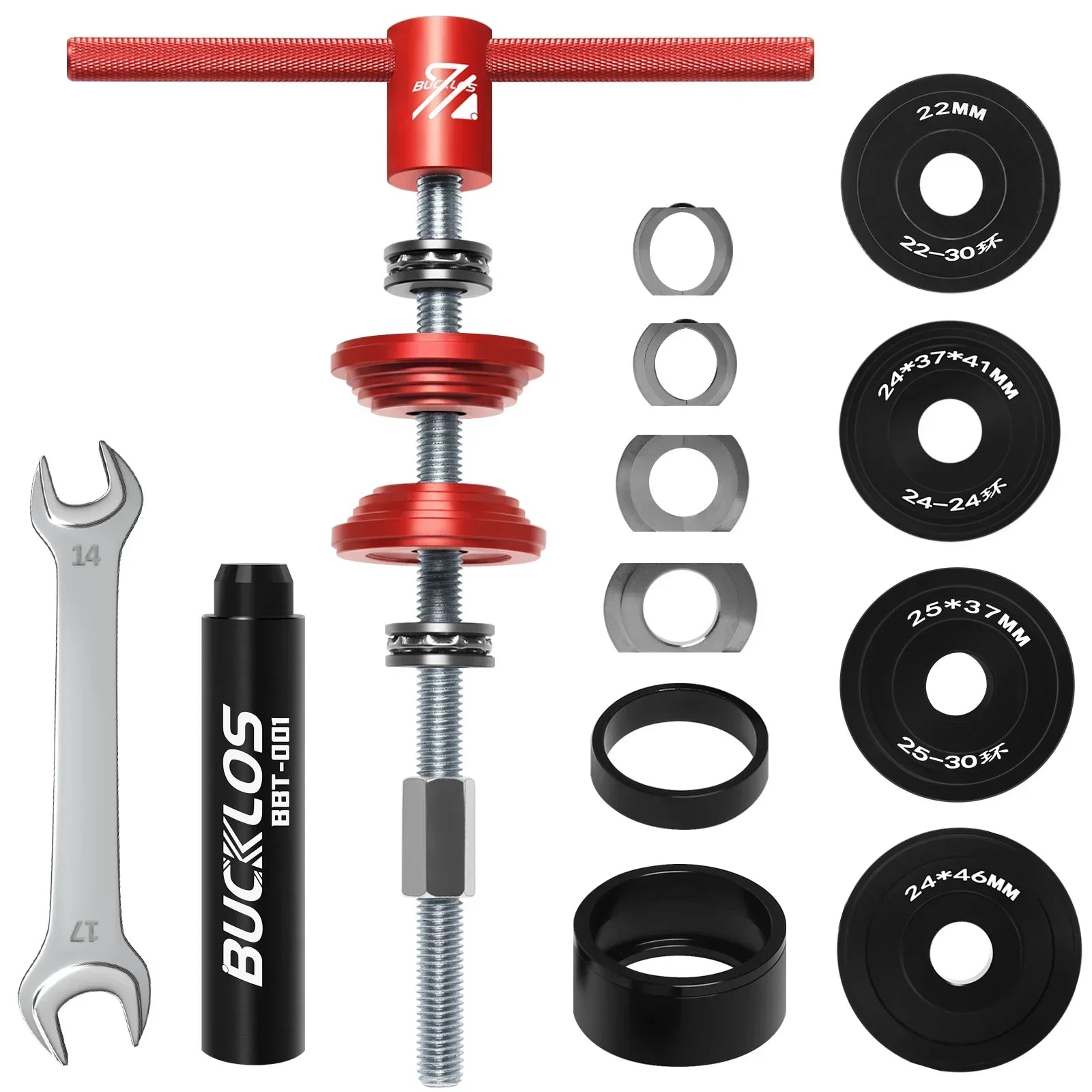 Herramientas BUCKLOS para instalación y desmontaje de eje de centro de bicicleta, extractor de rodamientos BB, compatible con BB86 / BB30 / BB92 / PF30, herramienta para dirección de bicicleta, kit de reparación MTB