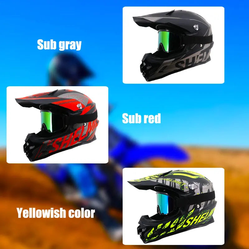 Motorcycle Helmet Off-Road Safety Riding Equipment Four Season Universal cross Helmet 3-Piece Set Goggles Gloves Face Mask
