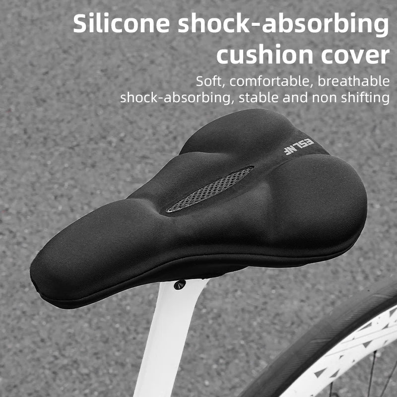 Funda de sillín de bicicleta ESLNF – Cojín de asiento de espuma de silicona con rebote y cubierta impermeable, cómodo y transpirable, para MTB y ciclismo de carretera.