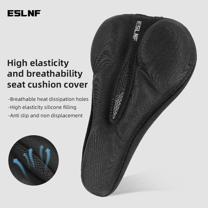 Funda de sillín de bicicleta ESLNF – Cojín de asiento de espuma de silicona con rebote y cubierta impermeable, cómodo y transpirable, para MTB y ciclismo de carretera.