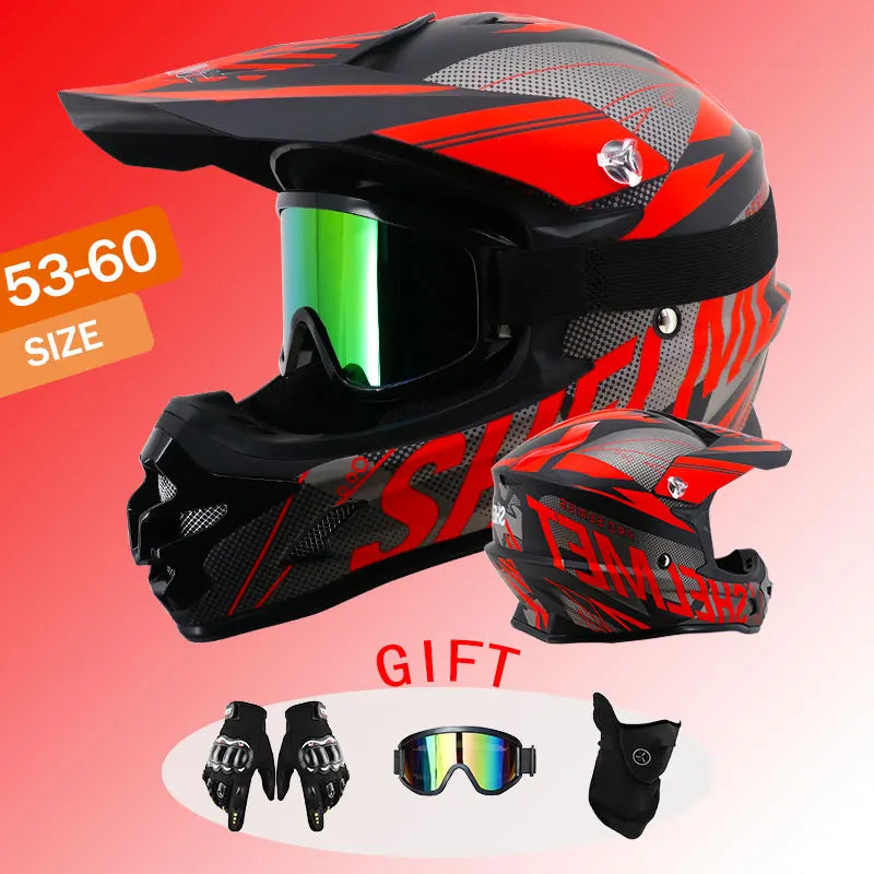 Motorcycle Helmet Off-Road Safety Riding Equipment Four Season Universal cross Helmet 3-Piece Set Goggles Gloves Face Mask