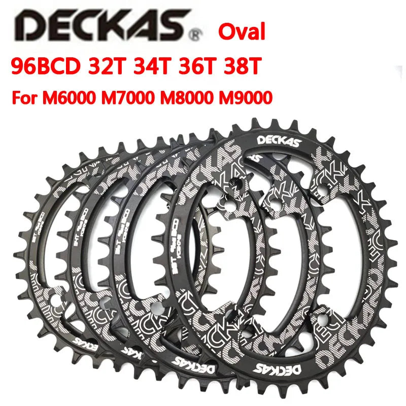 Plato ovalado Deckas 96BCD para bicicleta MTB, plato para montaña de 96 BCD, 32T / 34T / 36T / 38T, corona dentada para bicicleta, compatible con M7000, M8000, M4100 y M5100