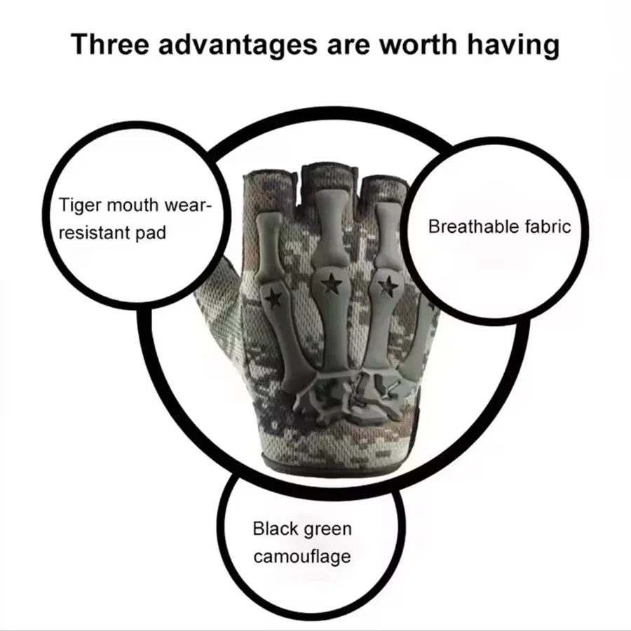 Guantes sin dedos para conducción – Guantes antideslizantes de medio dedo, ideales para motocicleta, ciclismo, escalada, senderismo, caza y deportes al aire libre.