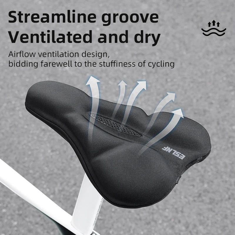Funda de sillín de bicicleta ESLNF – Cojín de asiento de espuma de silicona con rebote y cubierta impermeable, cómodo y transpirable, para MTB y ciclismo de carretera.